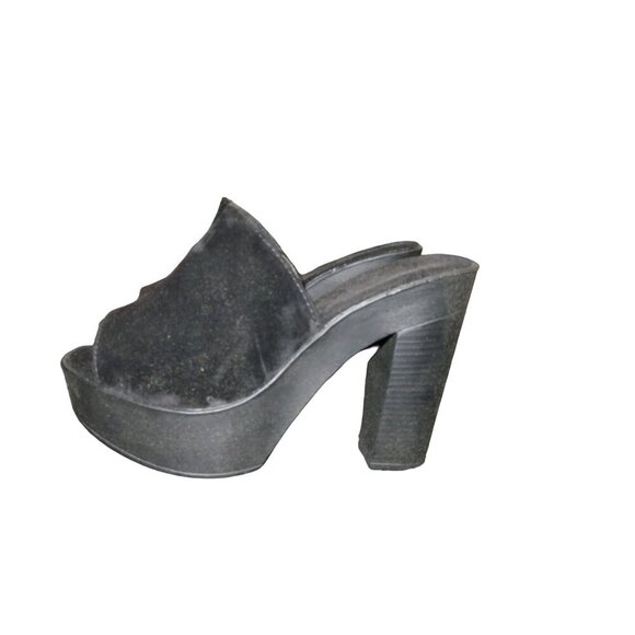 Nikta Black Suede Stacked Chunky Heel Platforms NIB available in sizes 9 and 10 - Picture 1 of 13